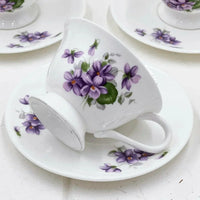 Aynsley Purple Violets Set 6 Demitasse Duos - Exquisite Homewares 