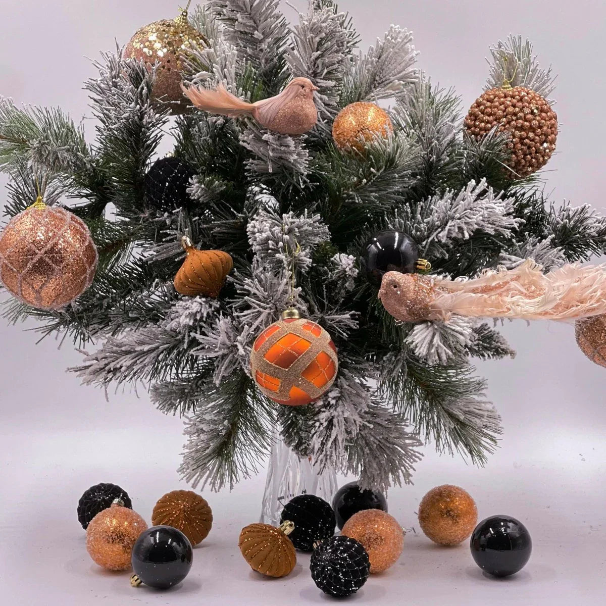 Black And Copper Baubles (Set/16) - Exquisite Homewares 