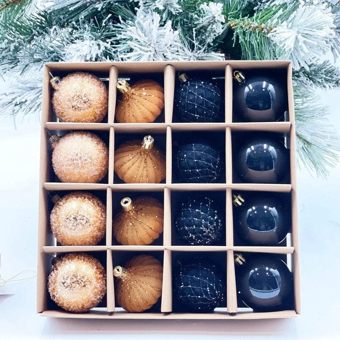 Black And Copper Baubles (Set/16) - Exquisite Homewares 