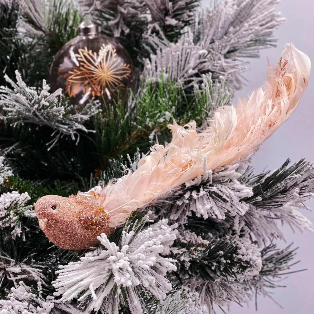 Blush Intricate Beaded Clip Bird - Exquisite Homewares 