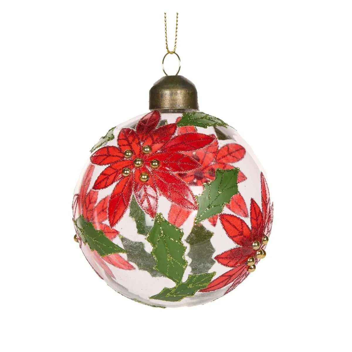 Clear Poinsettia Bauble - Exquisite Homewares 
