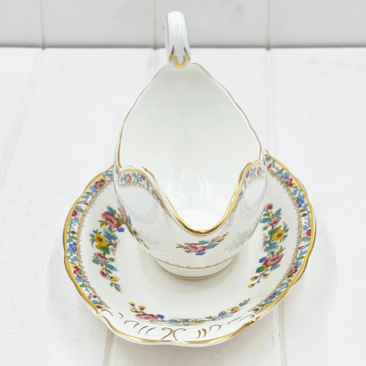 Coalport Ming Rose Gravy Boat and Saucer - Exquisite Homewares 
