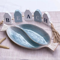 Coastal Blue Large Divided Fish Platter - House Journey