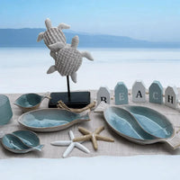 Coastal Blue Large Divided Fish Platter - House Journey