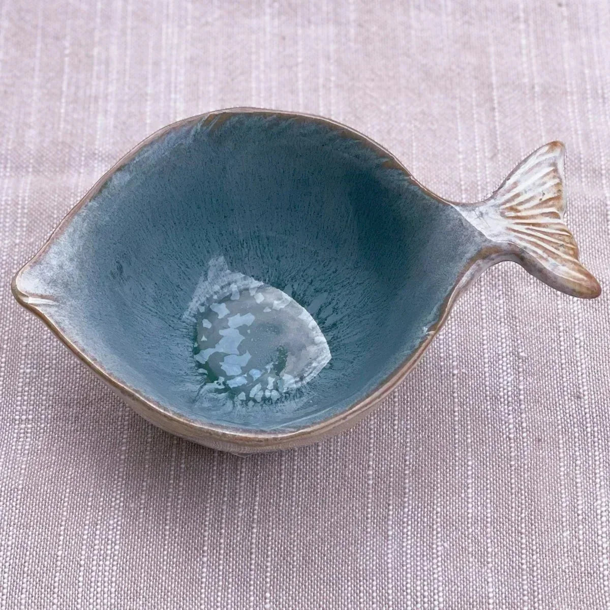 Coastal Blue Small Fish Bowl - Handcrafted Stoneware - House Journey
