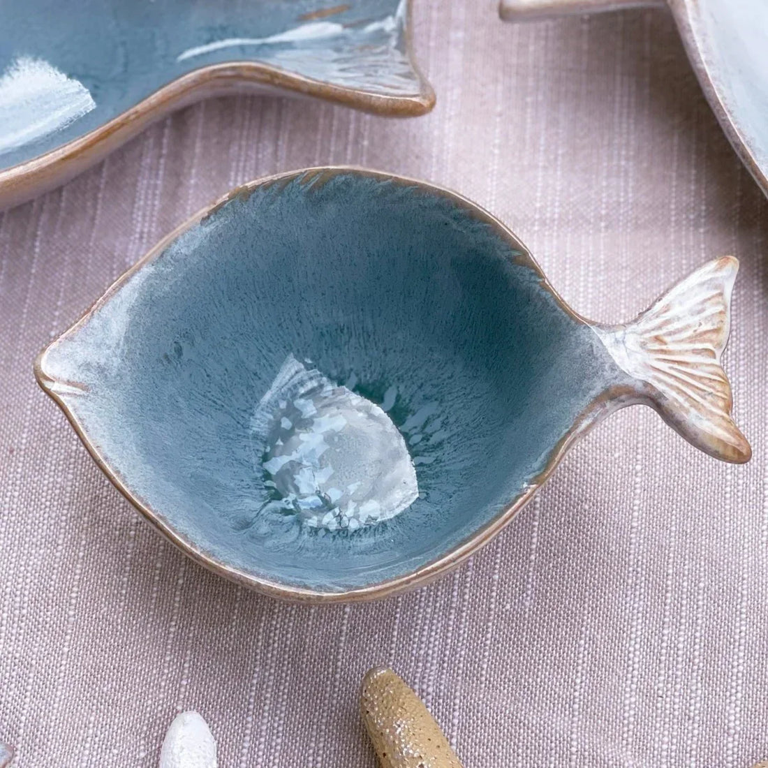 Coastal Blue Small Fish Bowl - Handcrafted Stoneware
