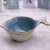Coastal Blue Small Fish Bowl - Handcrafted Stoneware - House Journey