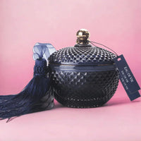 Cote Noire Navy Round Art Deco Candle - Eau De Vie - House Journey