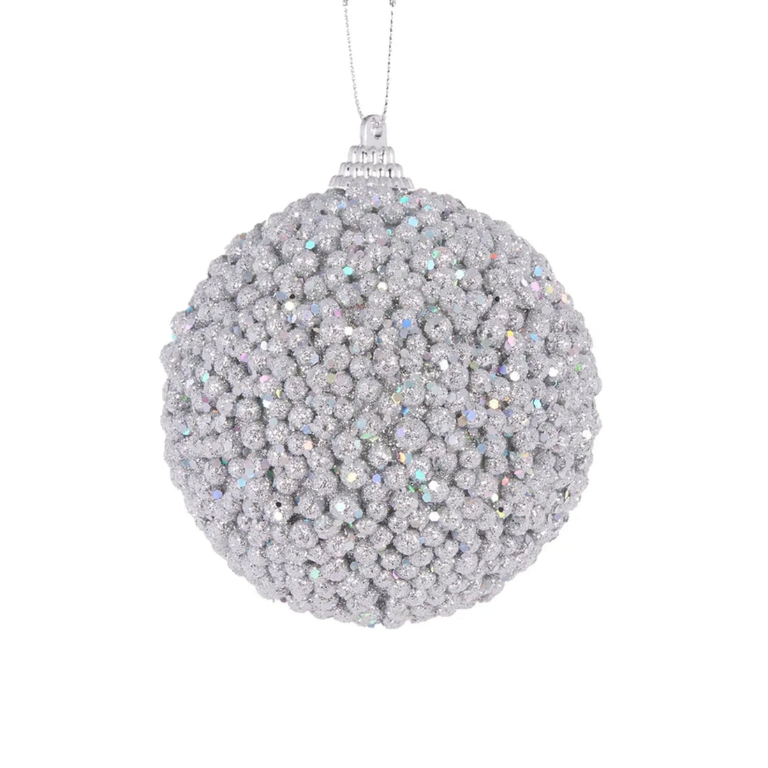 Silver Pebbles Bauble 8cm