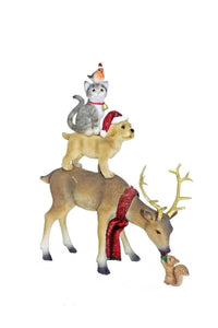 Deer with Dog, Cat and Bird Stack - House Journey