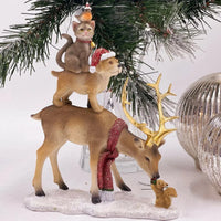 Deer with Dog, Cat and Bird Stack - House Journey