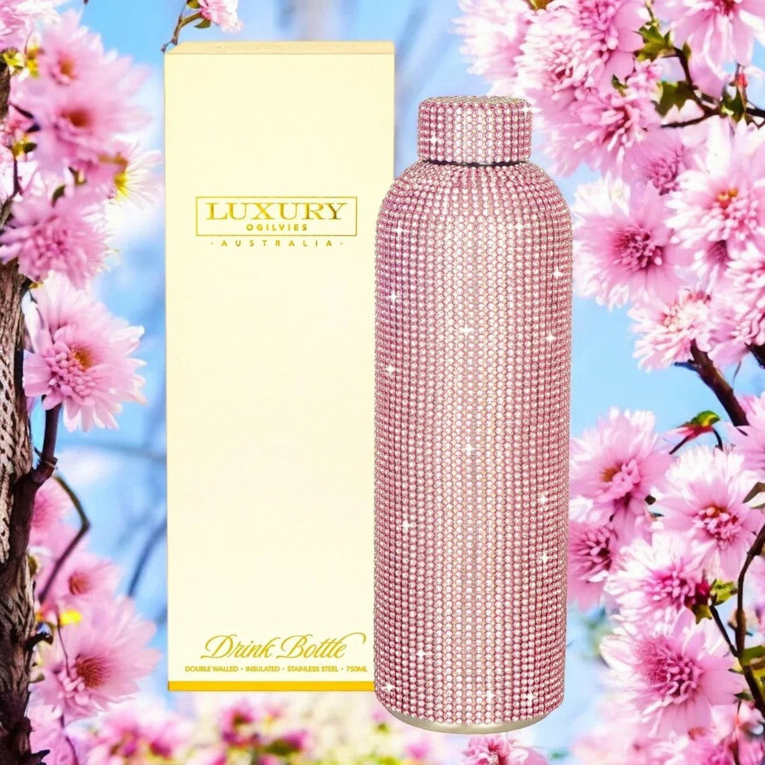 Diamonte Drink Bottle - Pink - Exquisite Homewares 