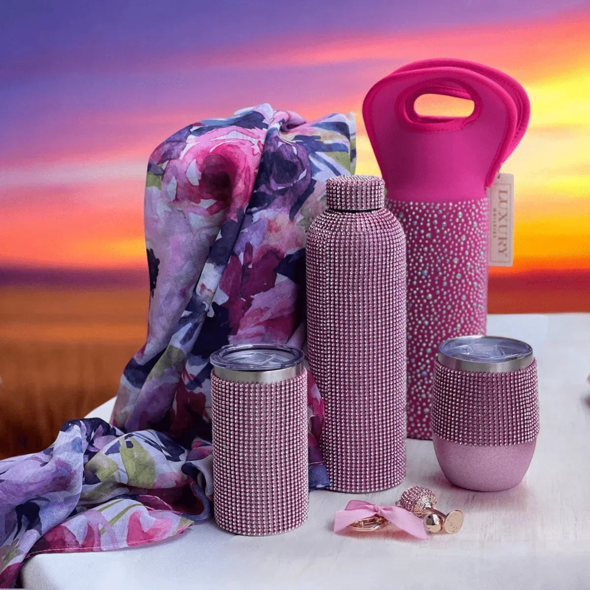 Diamonte Drink Bottle - Pink - Exquisite Homewares 