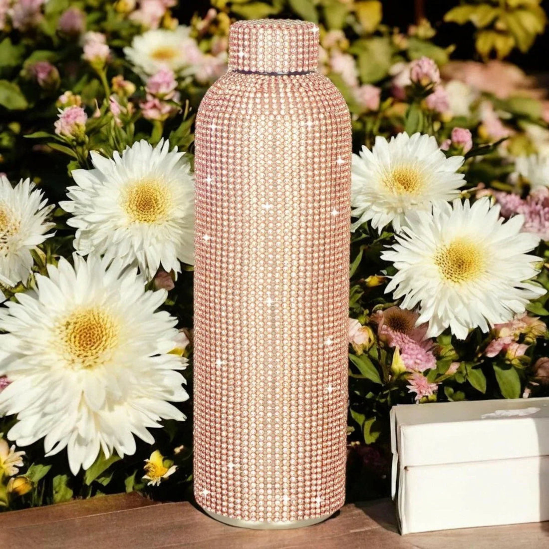 Diamonte Drink Bottle - Rose Gold - Exquisite Homewares 