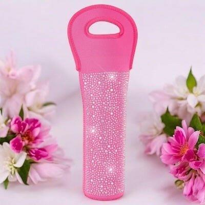 Diamonte Wine Bottle Carrier - Pink