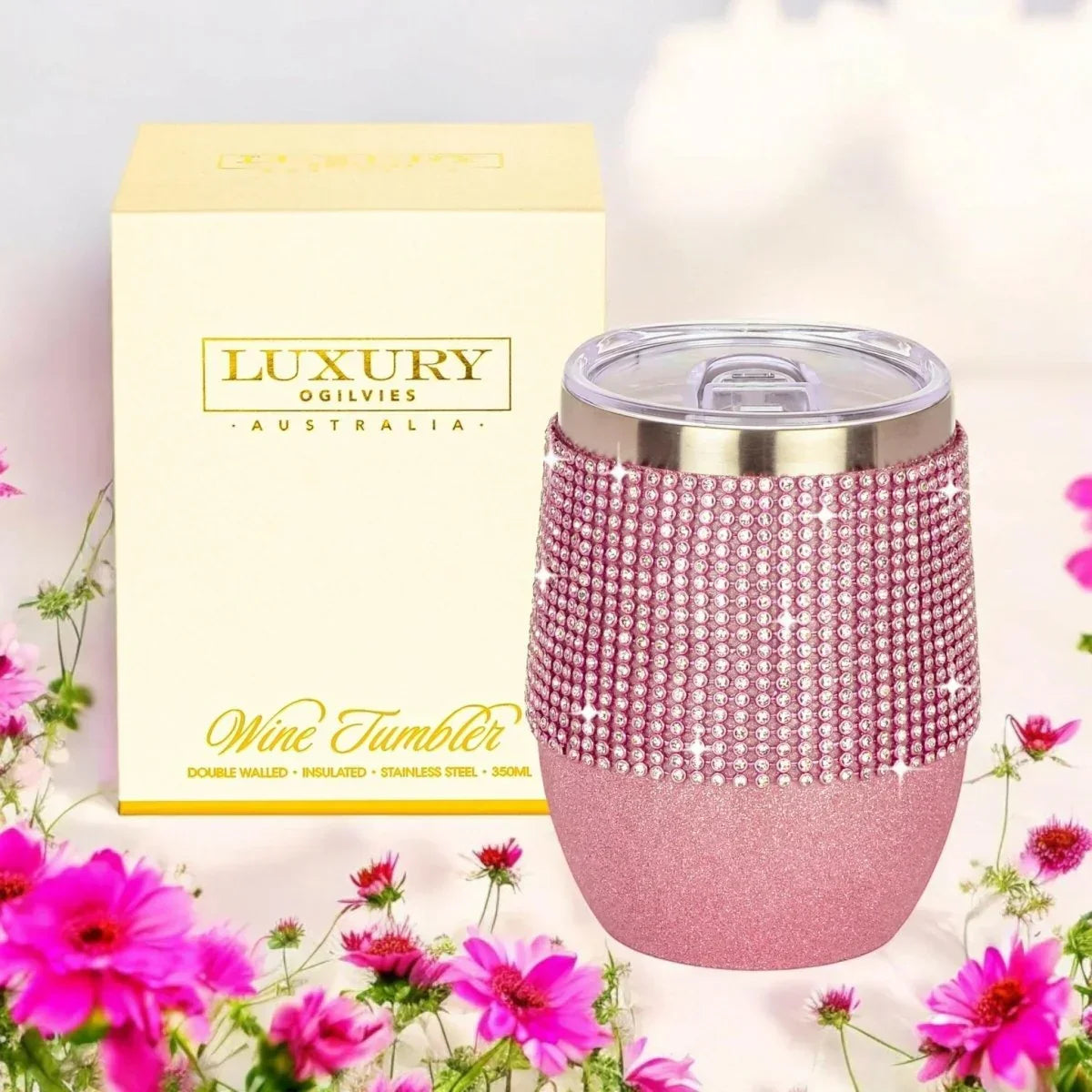 Pink Diamonte Wine Tumber / Coffee Mug