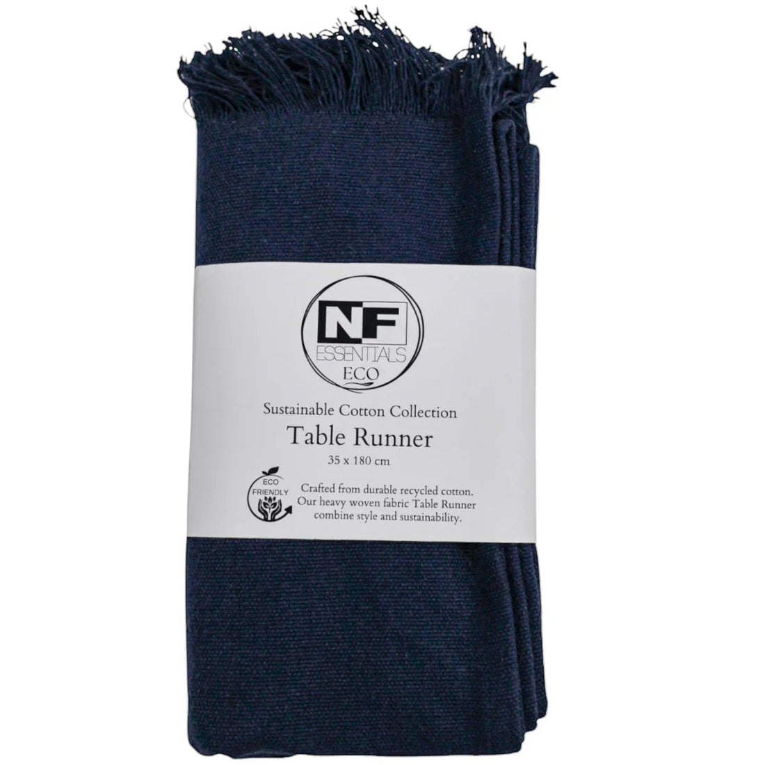 Eco Woven Navy Table Runner 35x180cm - Recycled Cotton - Exquisite Homewares 