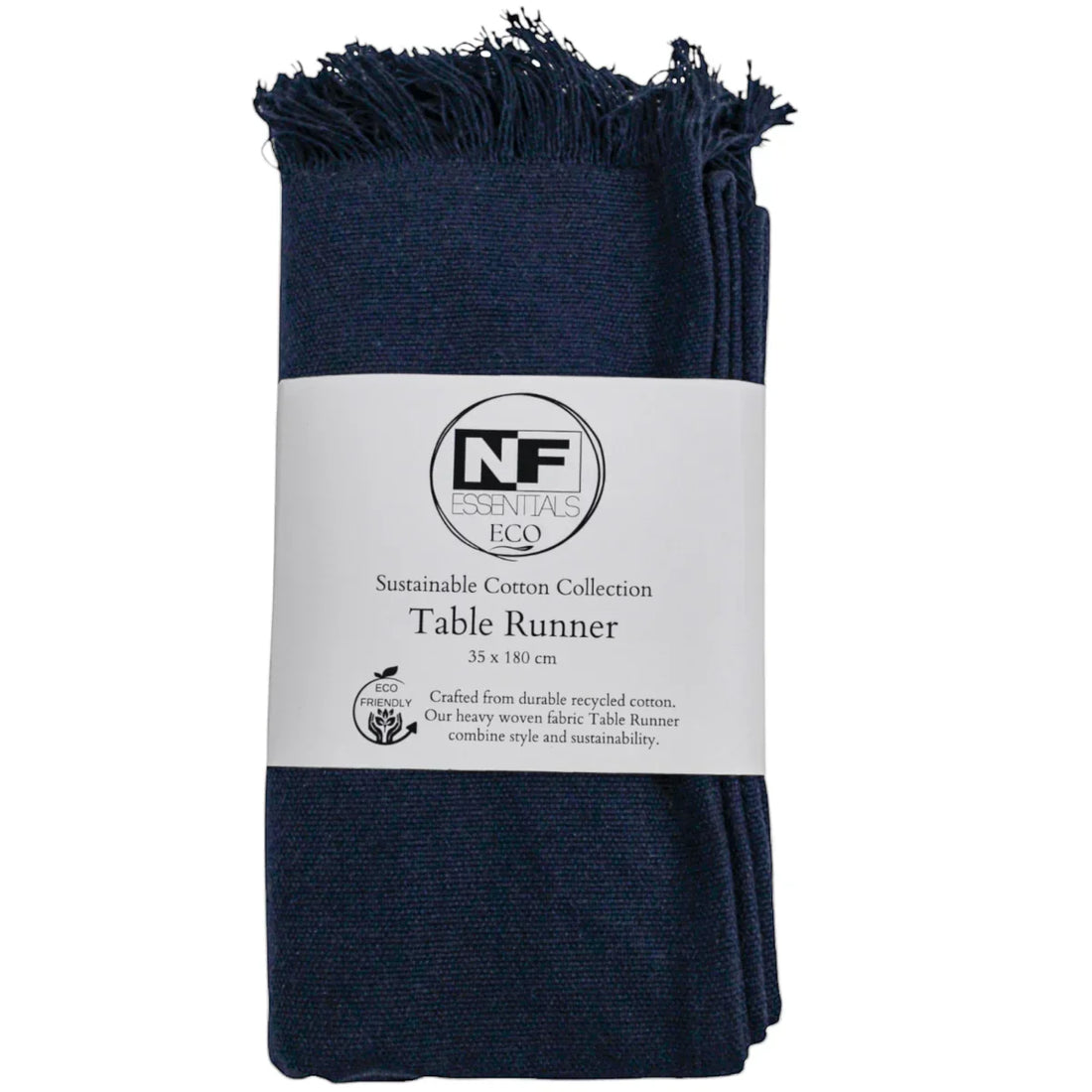 Eco Woven Navy Table Runner 35x180cm - Recycled Cotton
