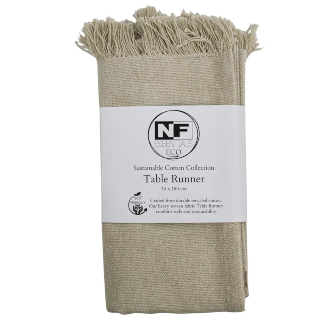 Eco Woven Taupe Table Runner 35x180cm - Recycled Cotton