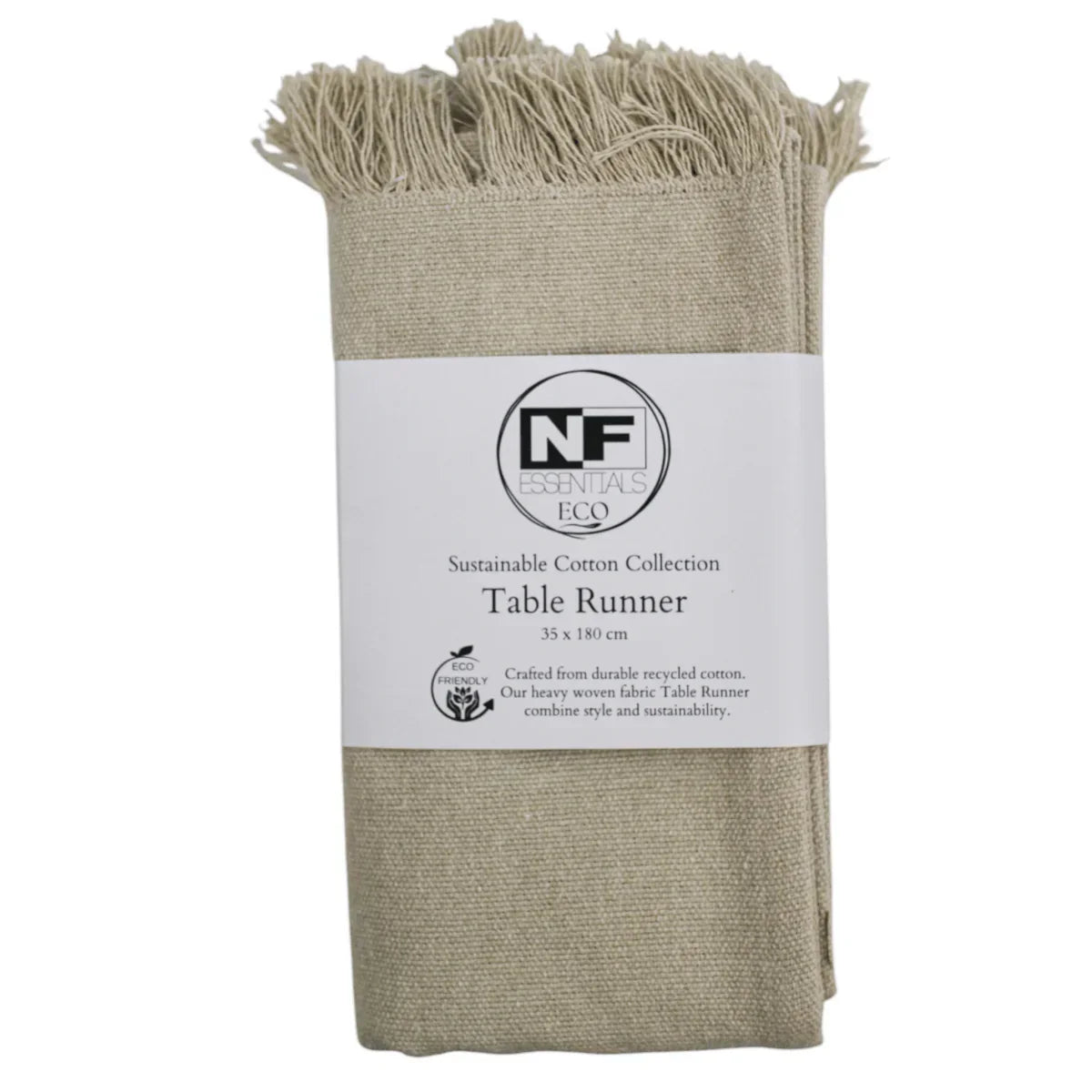 Eco Woven Taupe Table Runner 35x180cm - Recycled Cotton