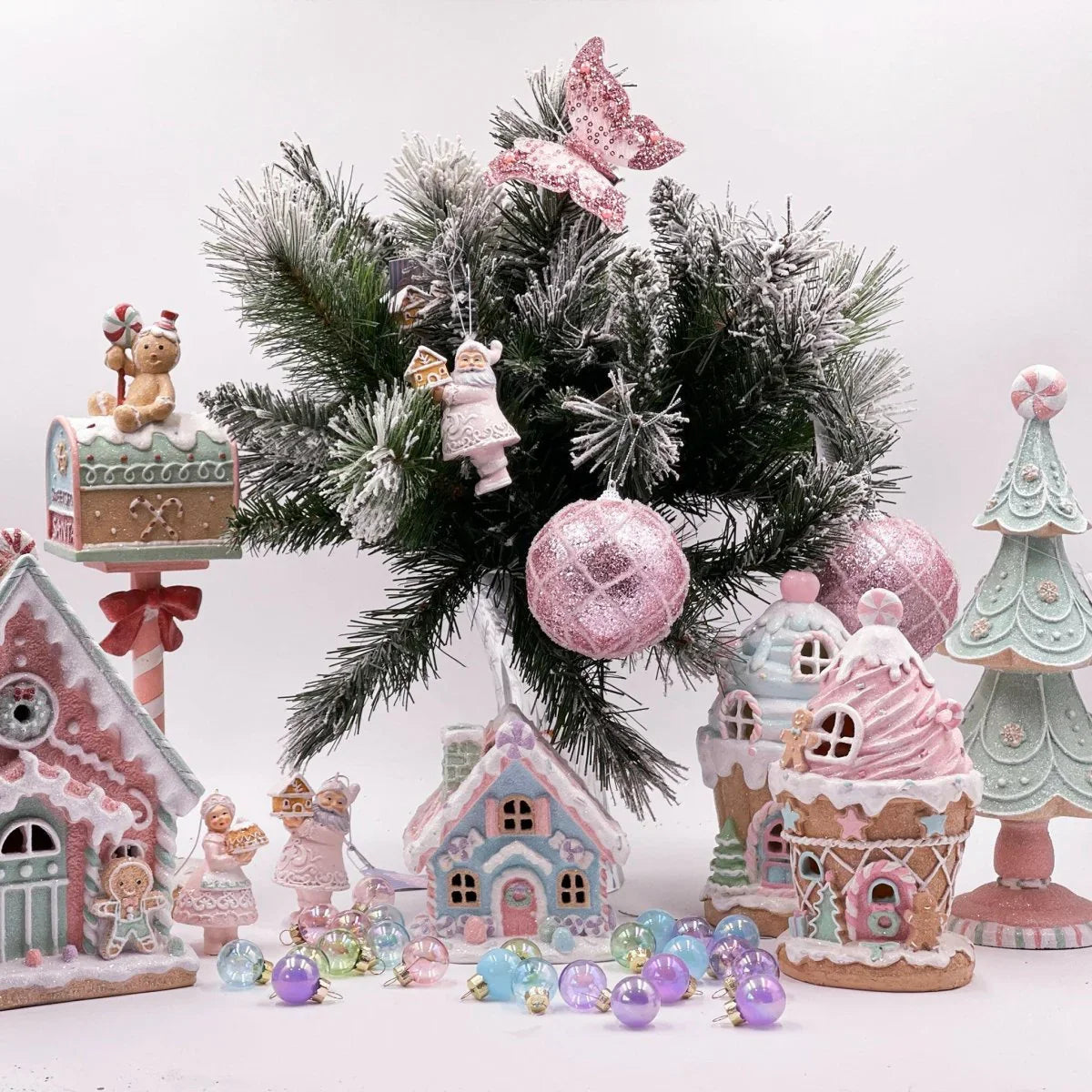 Gingerbread Pink Hanging Mr & Mrs Claus - Exquisite Homewares 