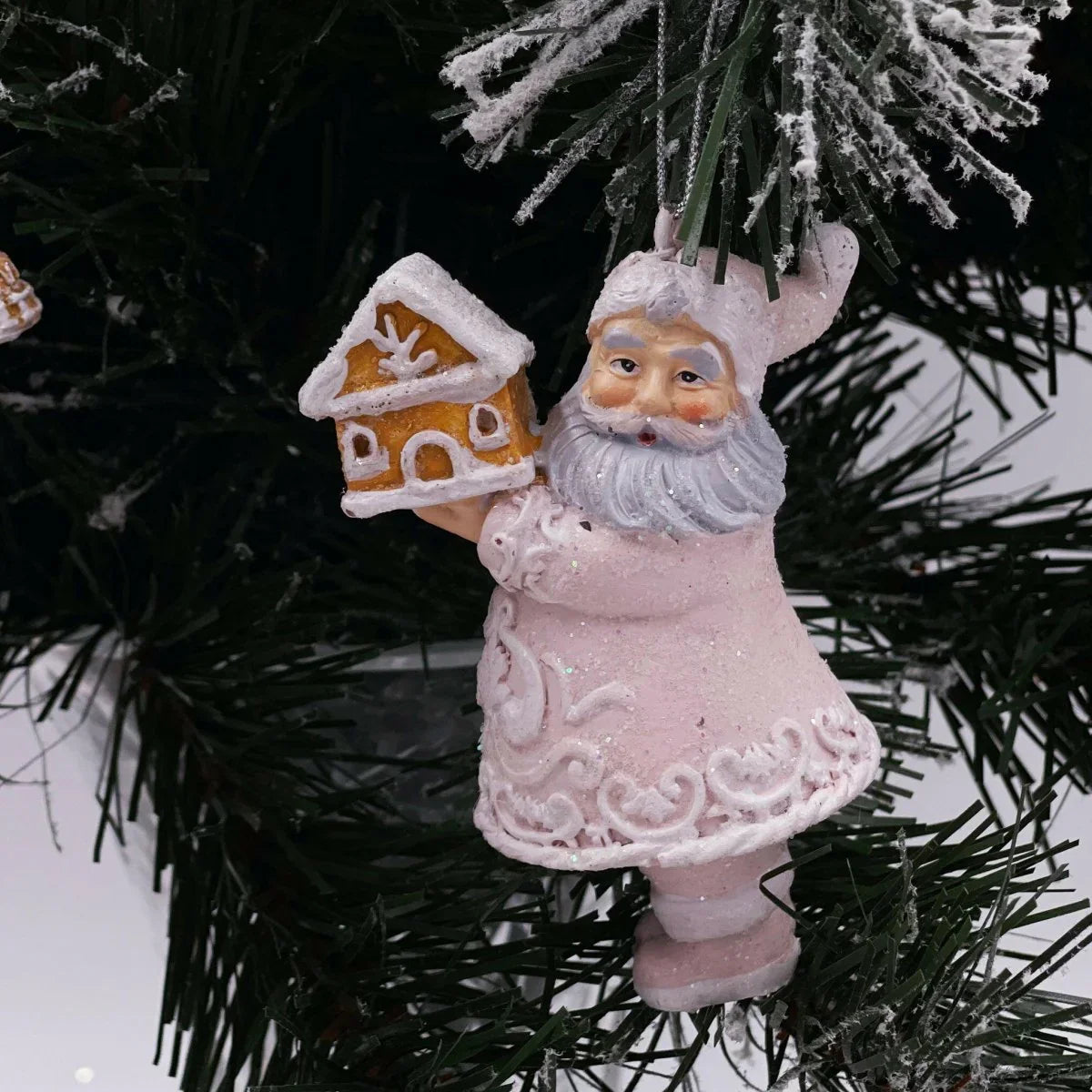 Gingerbread Pink Hanging Mr & Mrs Claus - Exquisite Homewares 