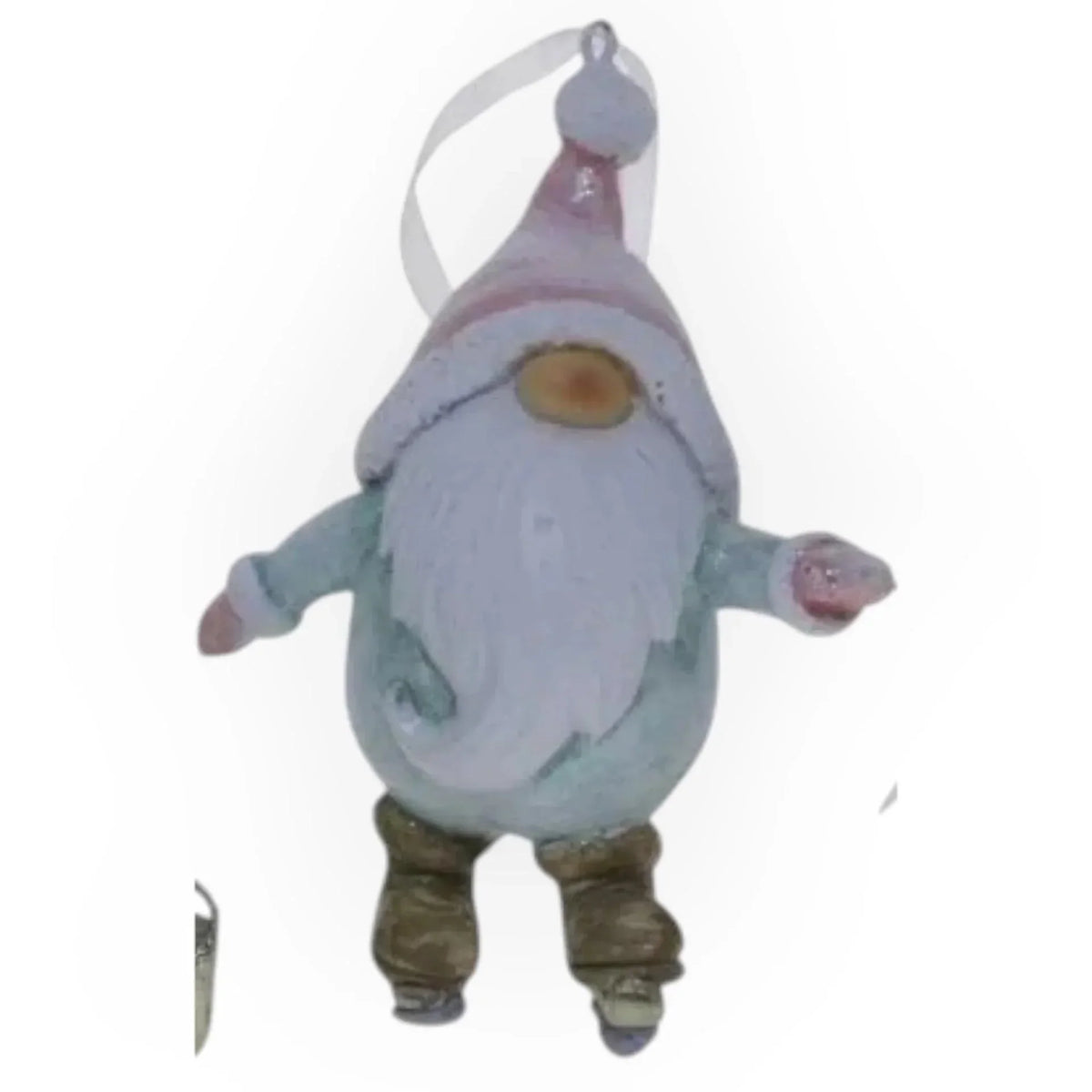 House Journey Gnome Hanging Christmas Tree Ornament in light blue and pink
