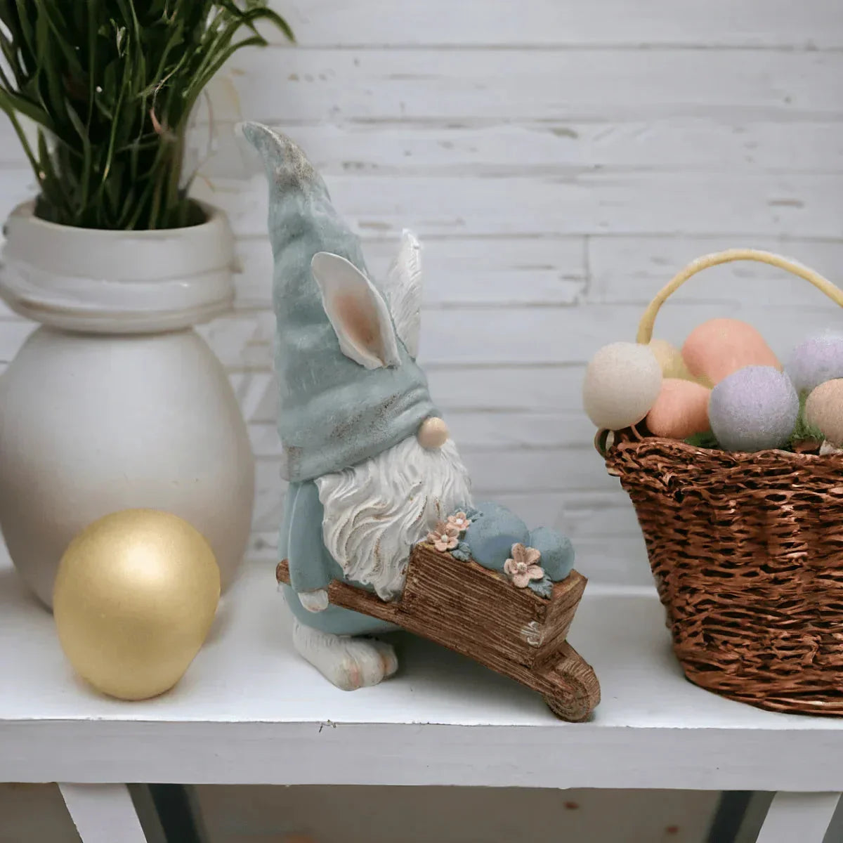 Gnome with Easter Egg Wheelbarrow - Exquisite Homewares 