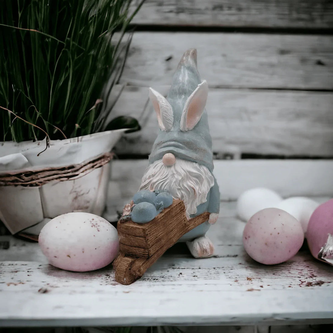 Gnome with Easter Egg Wheelbarrow - Exquisite Homewares 