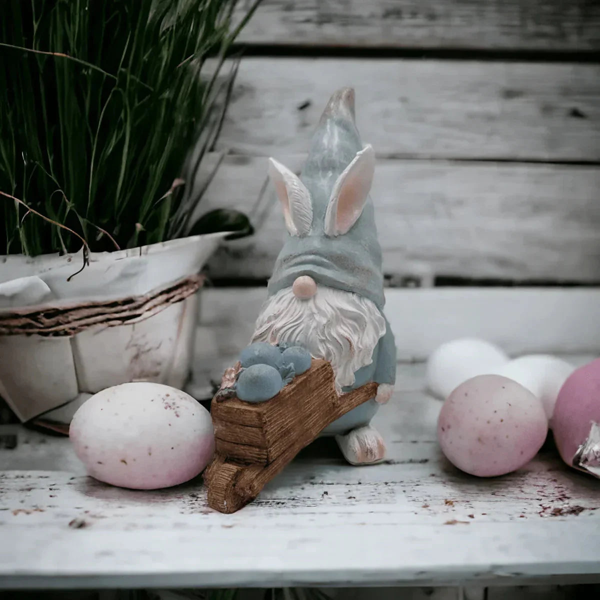 Gnome with Easter Egg Wheelbarrow - Exquisite Homewares 