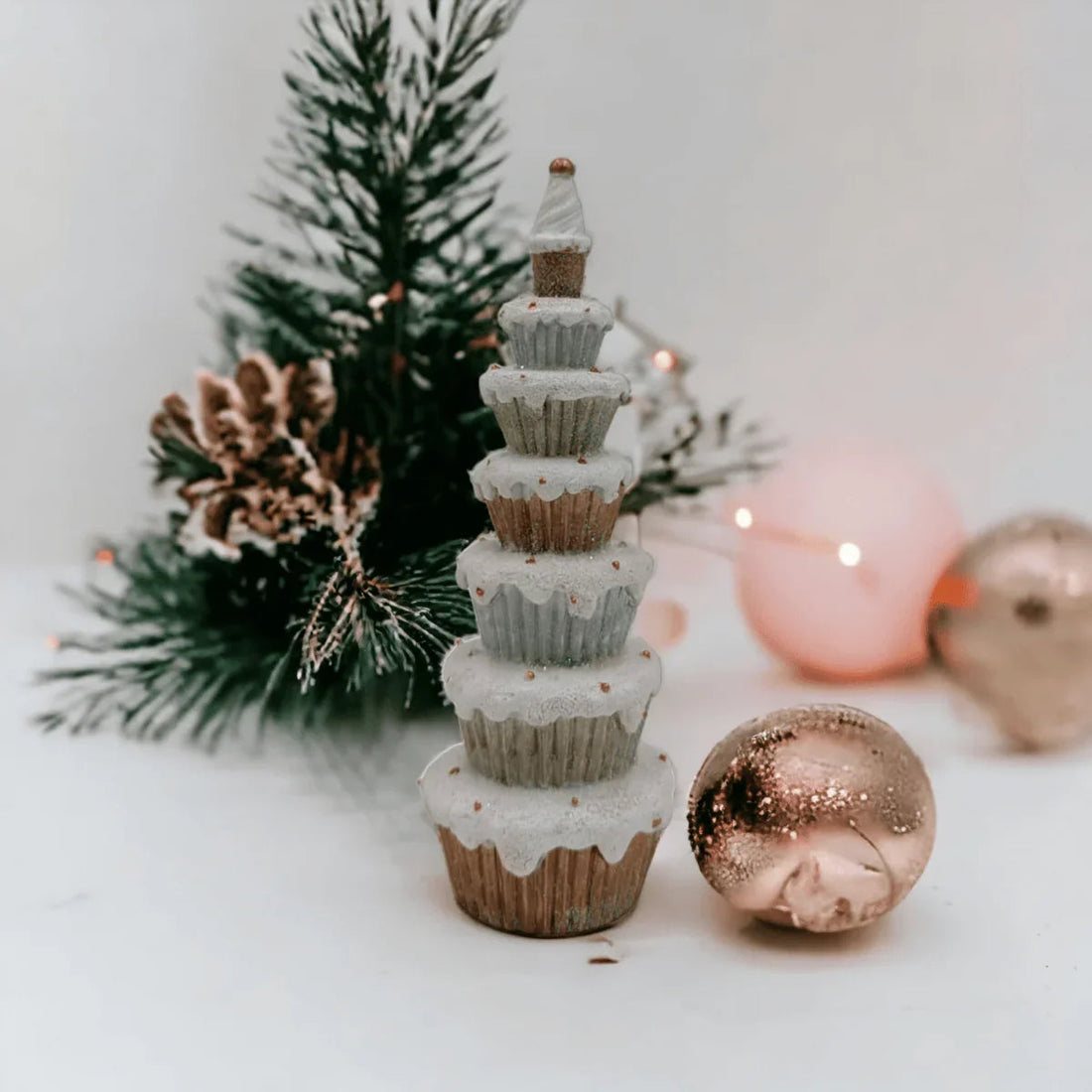 Gold and Silver Cupcake Christmas Tree - Exquisite Homewares 