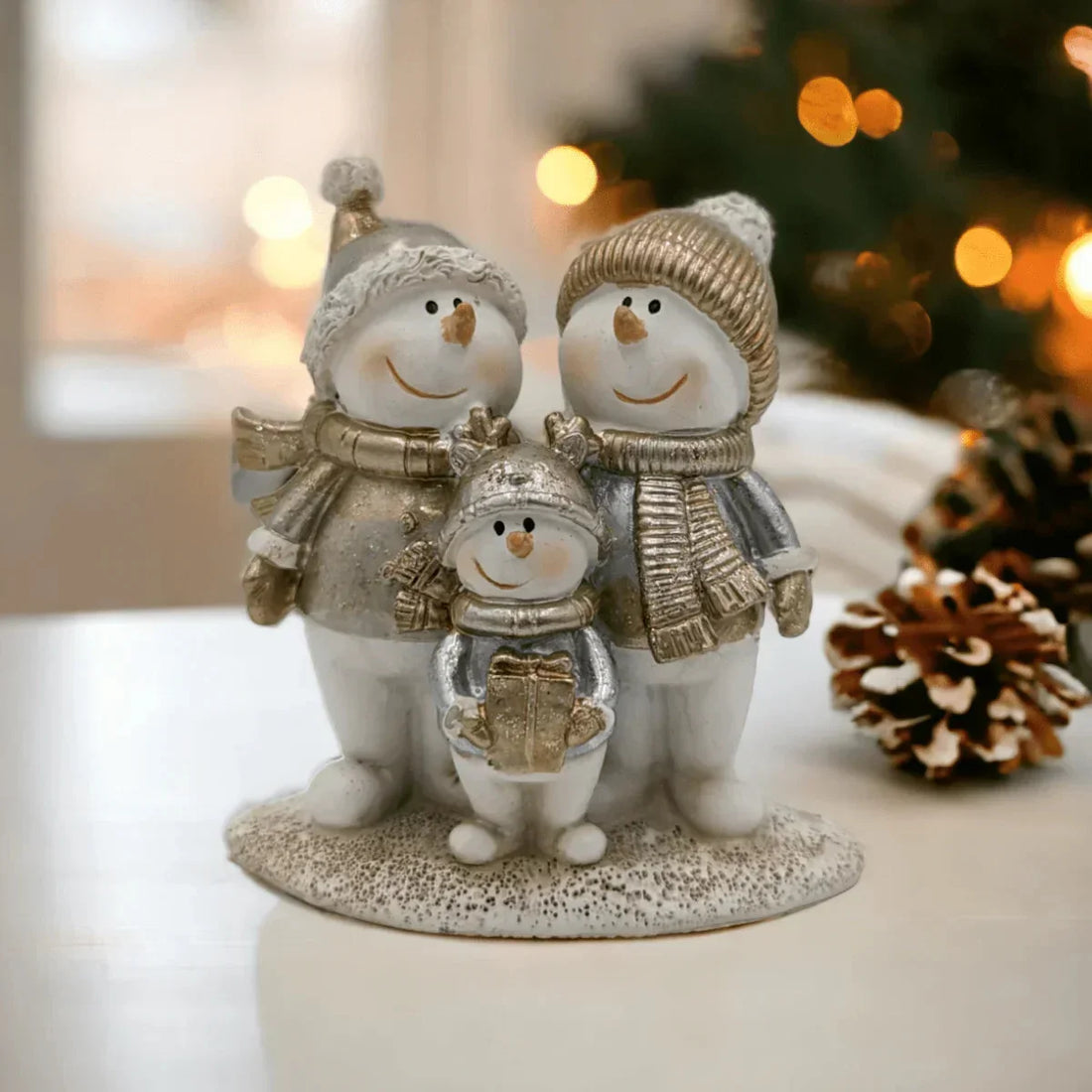 Gold and Silver Snowman Family - Exquisite Homewares 