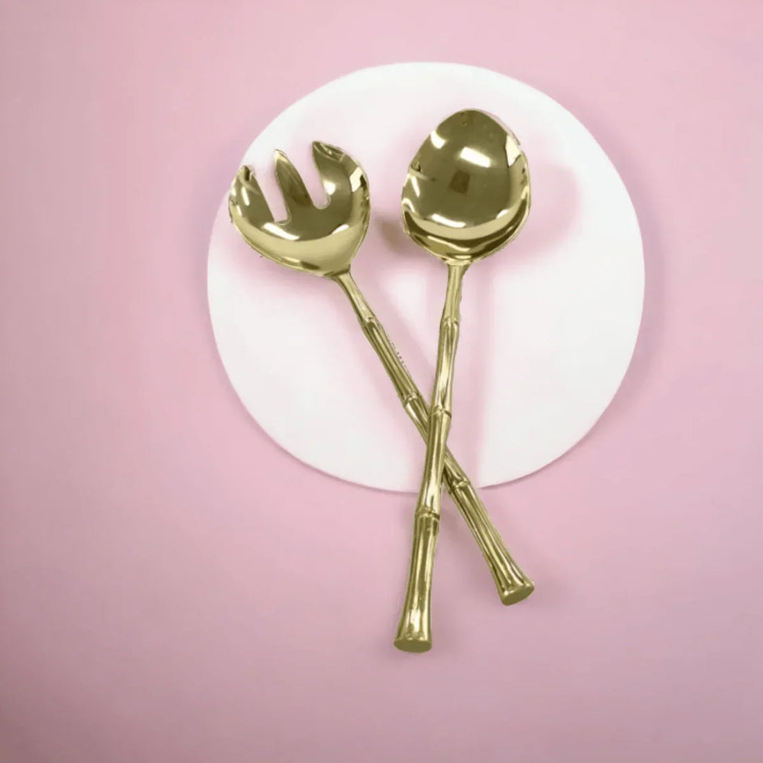 Golden Bamboo Salad Servers - Exquisite Homewares 