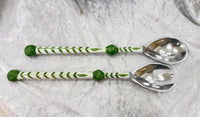 Green Ceramic Salad Servers - Exquisite Homewares 