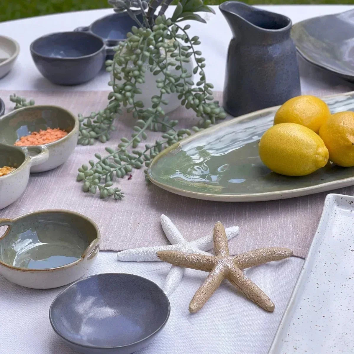 Grey-Blue Double Snack Bowl - House Journey
