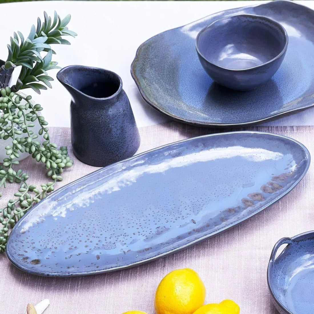 Grey-Blue Large Oval Platter