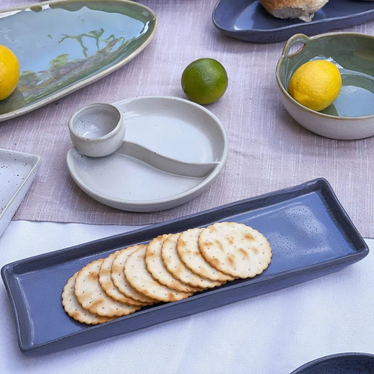Grey-Blue Rectangle Platter