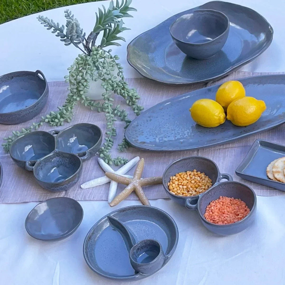 Grey-Blue Sauce Dish - Exquisite Homewares 