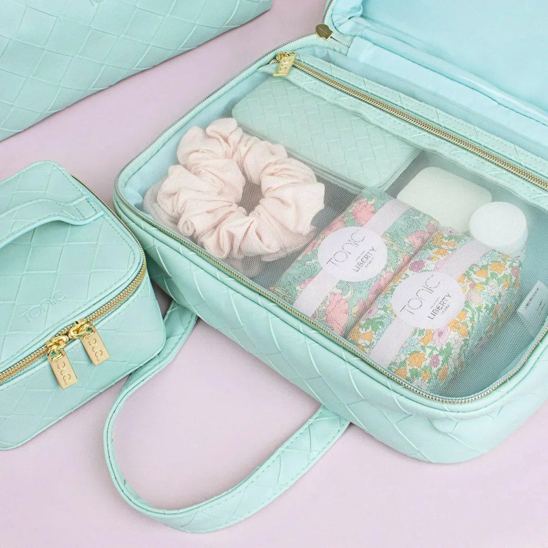 Hanging Cosmetic Bag - Woven Teal - Exquisite Homewares 