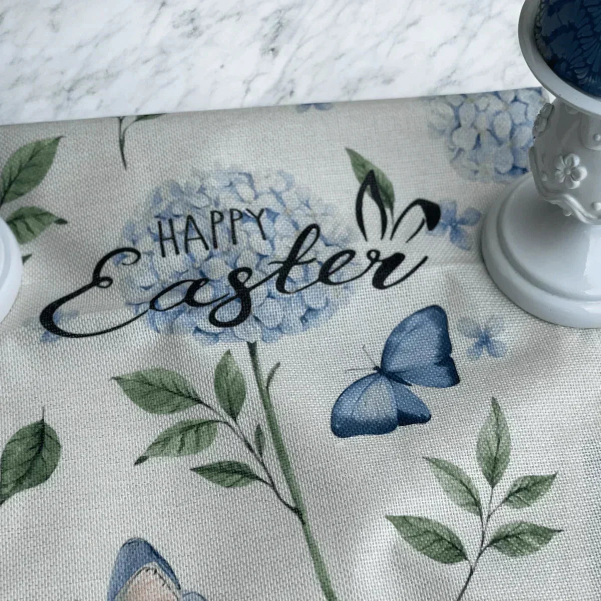 Happy Easter Blue Butterfly Table Runner - House Journey