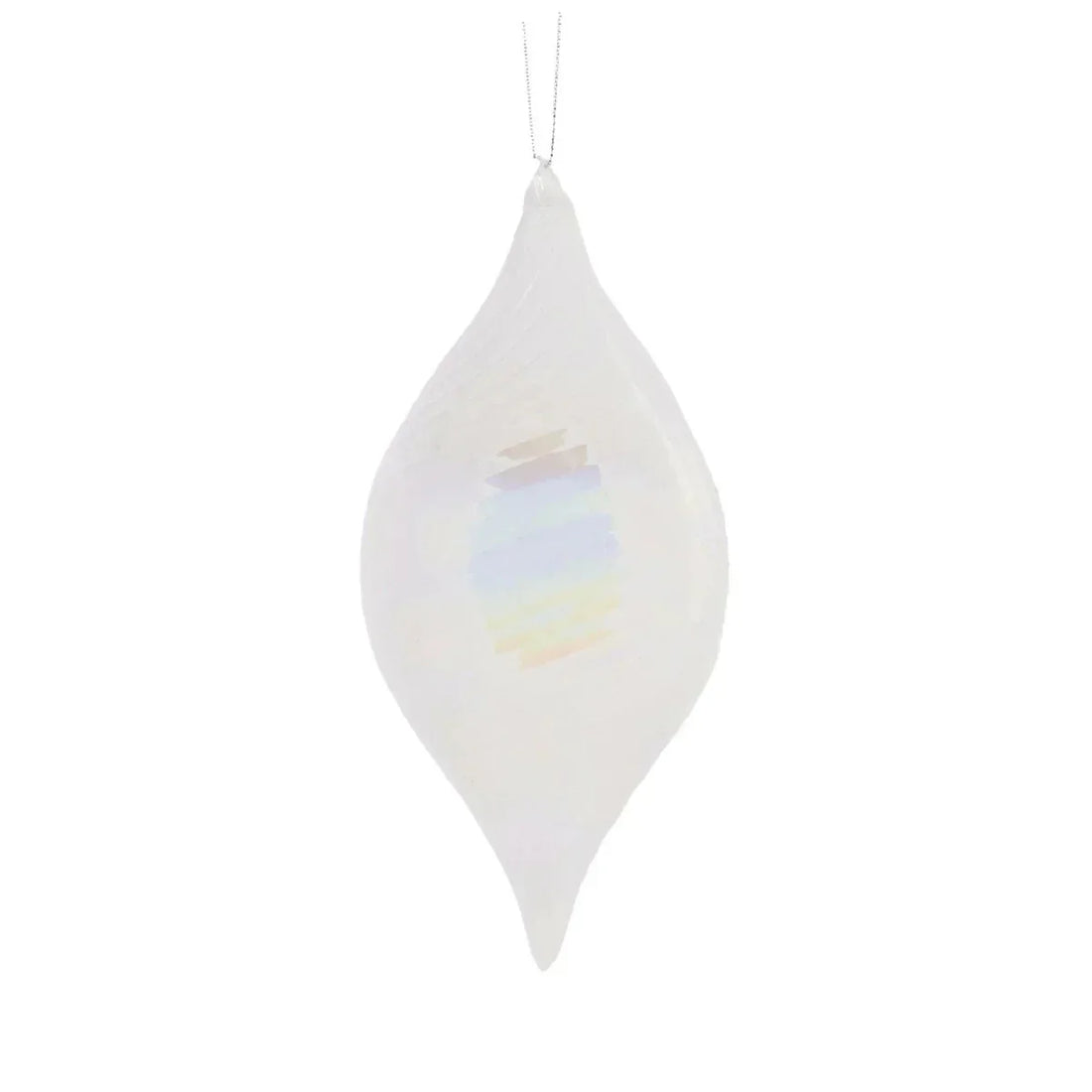 High Shine White Swirl Drop Bauble - Exquisite Homewares 