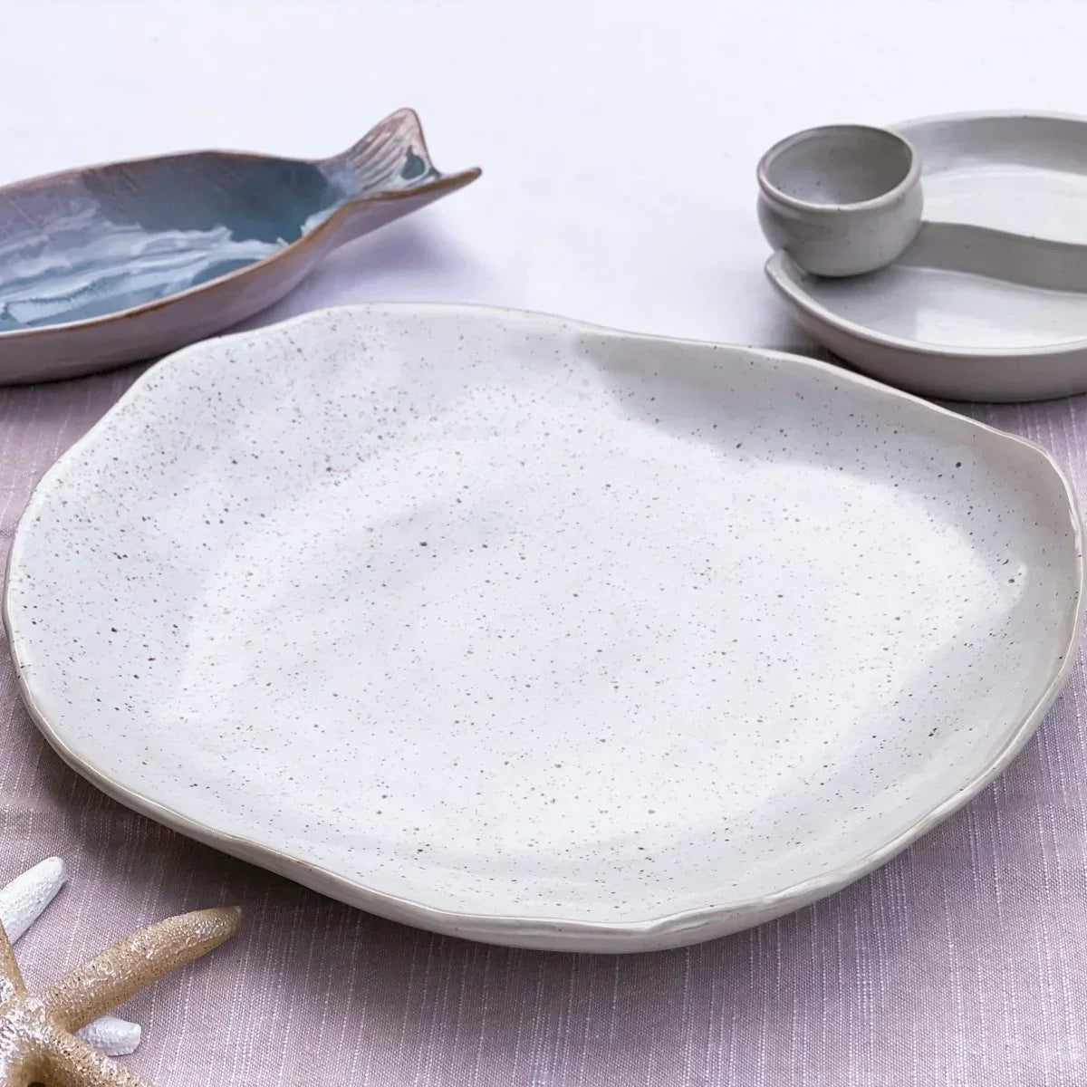 Ivory Abstract Oval Platter