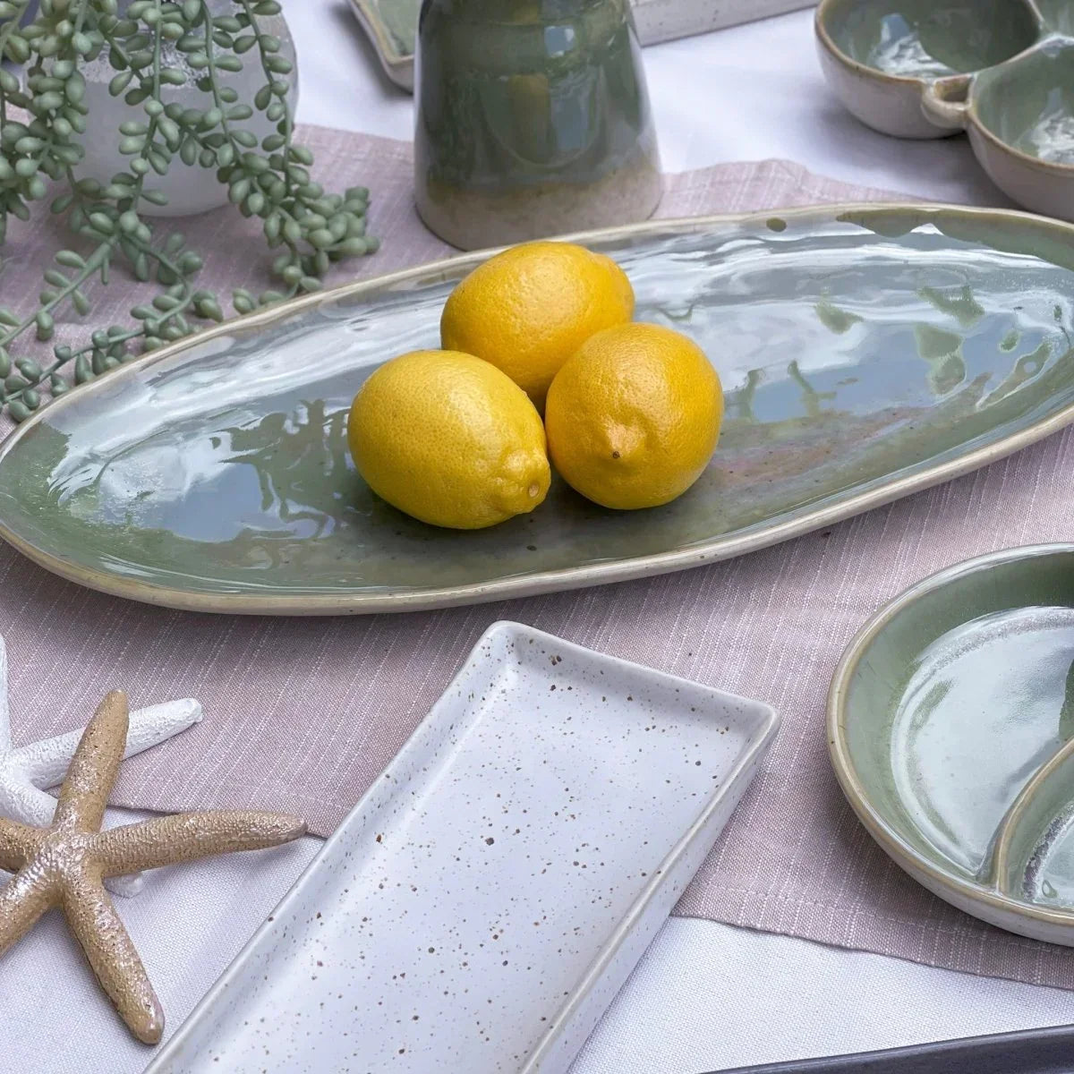 Ivory Abstract Oval Platter - House Journey