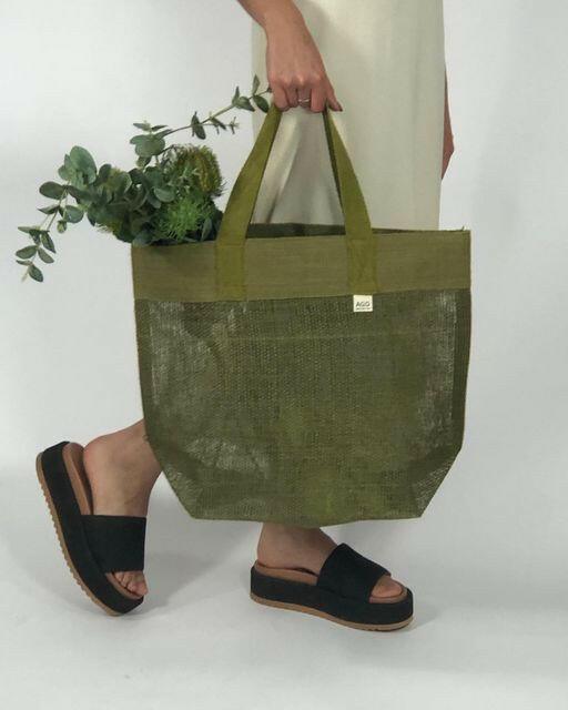 Jute Mesh Bag - Olive - Exquisite Homewares 