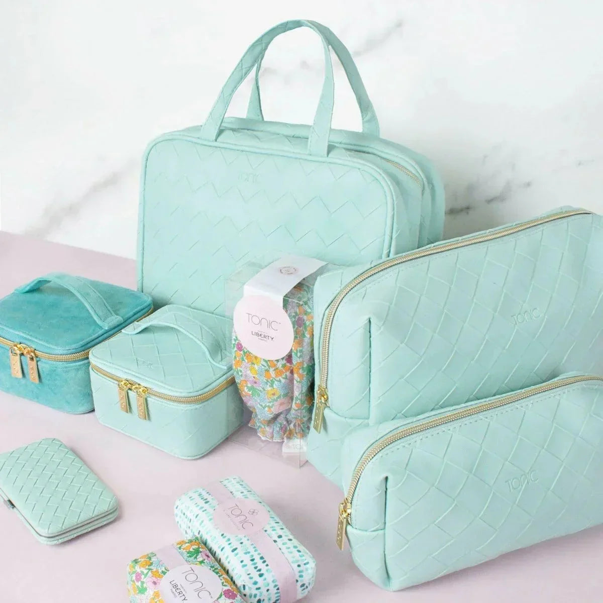 Large Beauty Bag - Woven Teal - Exquisite Homewares 