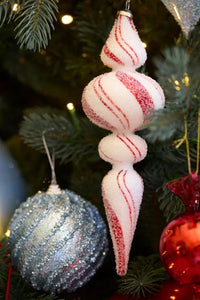 Light Blue Glittered Swirl Bauble - Exquisite Homewares 