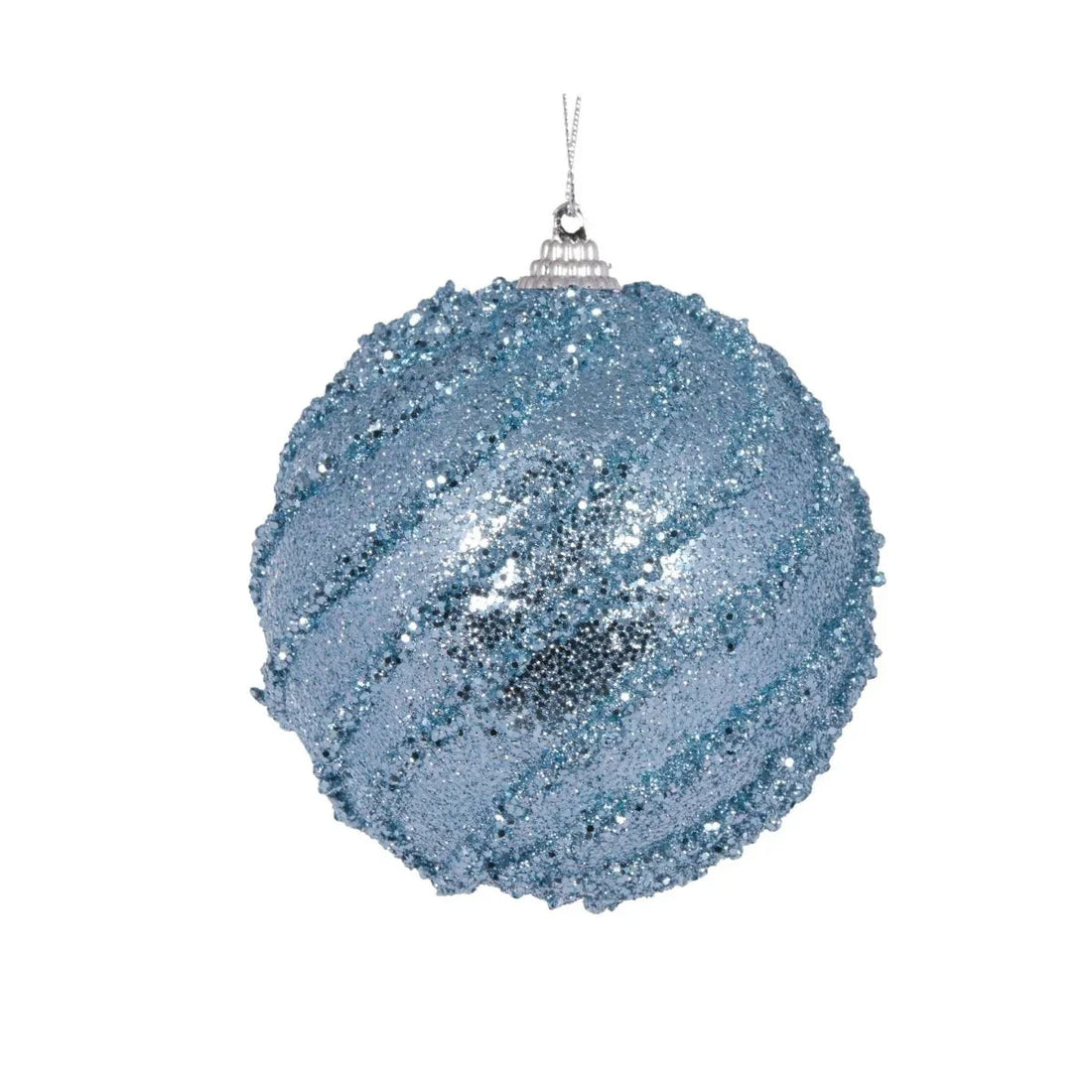Light Blue Glittered Swirl Bauble - Exquisite Homewares 