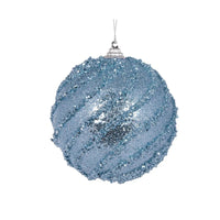 Light Blue Glittered Swirl Bauble - Exquisite Homewares 