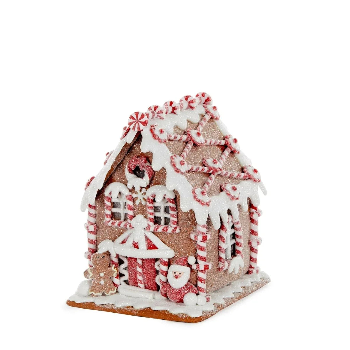 Light-Up Gingerbread House With Santa - Exquisite Homewares 