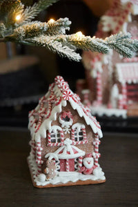 Light-Up Gingerbread House With Santa - Exquisite Homewares 
